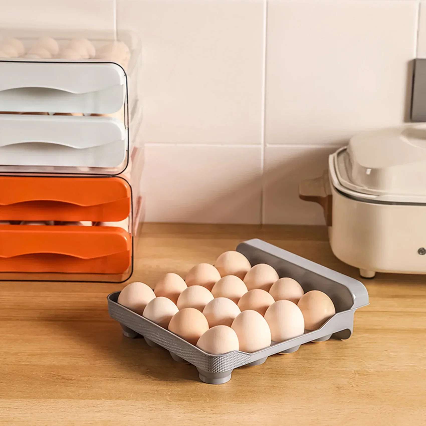 Boîte de rangement pour œufs de cuisine à double compartiment, en plastique, 32 pièces, compartiments différents, pour réfrigérateur - Organisateur de cuisine