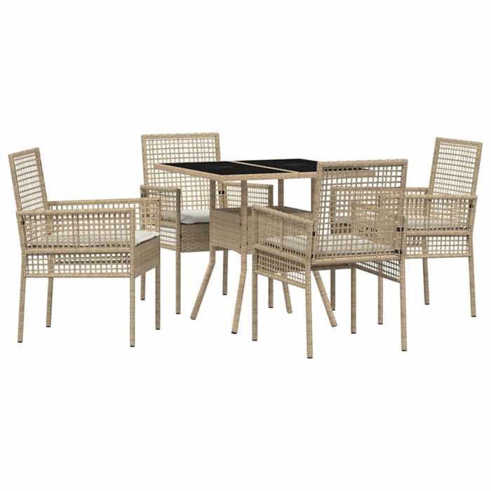 Conjunto de comedor de jardín - BURKE - Poliratán - Beige - Resistente a la intemperie - 80x80x75 cm - 1 mesa