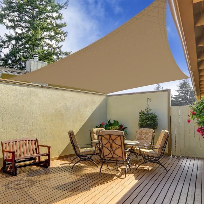 Vela de sombreamento - KARAT - 3 x 5 m - Creme - 90% de proteção UV - Resistente às intempéries