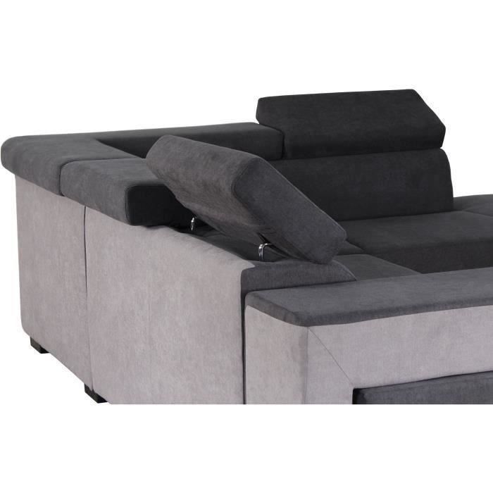 Sofá cama esquinero derecho con almacenamiento, 5 plazas - Tela gris - Ancho 271 x Profundidad 220 x Alto 77 cm - ARMSTRONG - Fabricado en Ucrania
