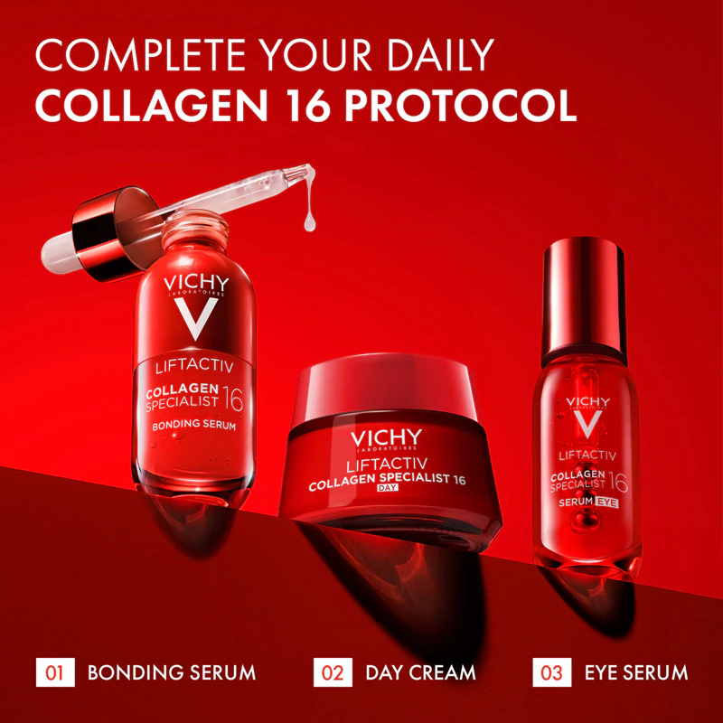 Sérum para olhos Vichy Liftactiv Collagen Specialist 16 contra os primeiros sinais de envelhecimento da pele.