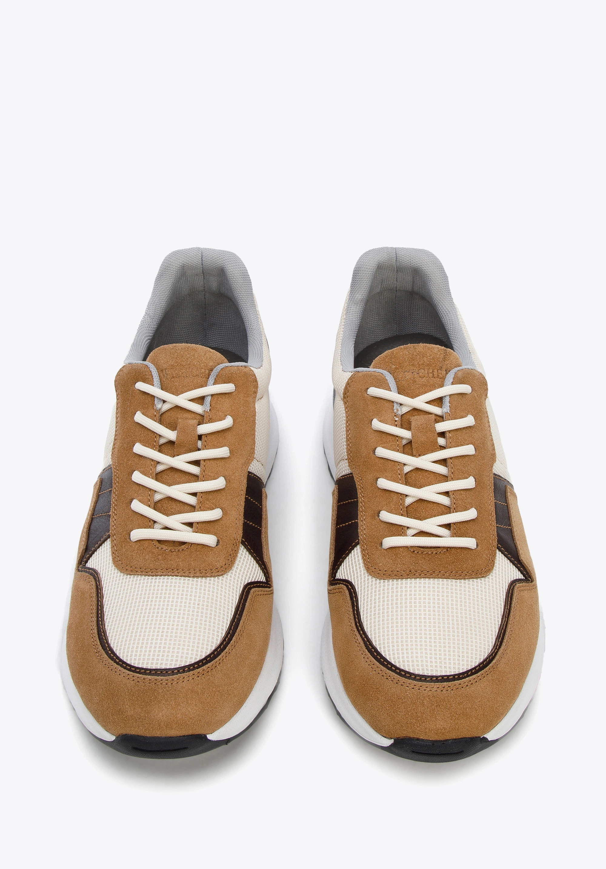 Męskie sneakersy zamszowe z elastycznymi wstawkami brązowe