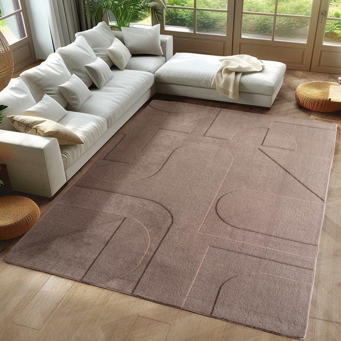 Carpetsale24 Boho Pattern Rug 160x230 cm Beige, Large Size, Washable, Soft, 3D Effect, Cozy Scandinavian Style