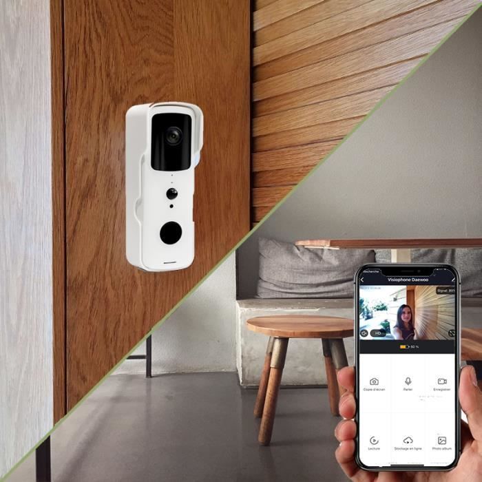 Visiophone connecté sans fil DAEWOO DB501W - Vision nocturne - Compatible Alexa et Google Home