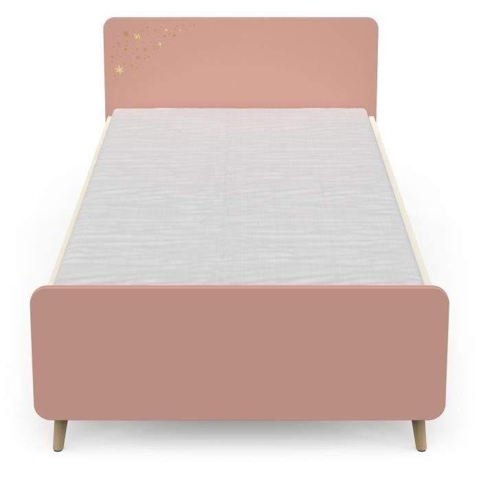 Chambre complète enfant - SUZIE - Lit 90 x 190 cm / Chevet / Bureau - Chêne / Abricot - DEMEYERE