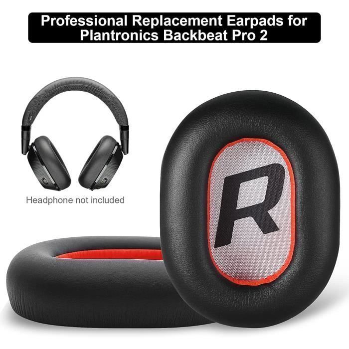 Coussinets d'oreille - AQSACOKIYA - Plantronics BackBeat Pro 2 - Mousse à Mémoire - Cuir Protéiné - Noir