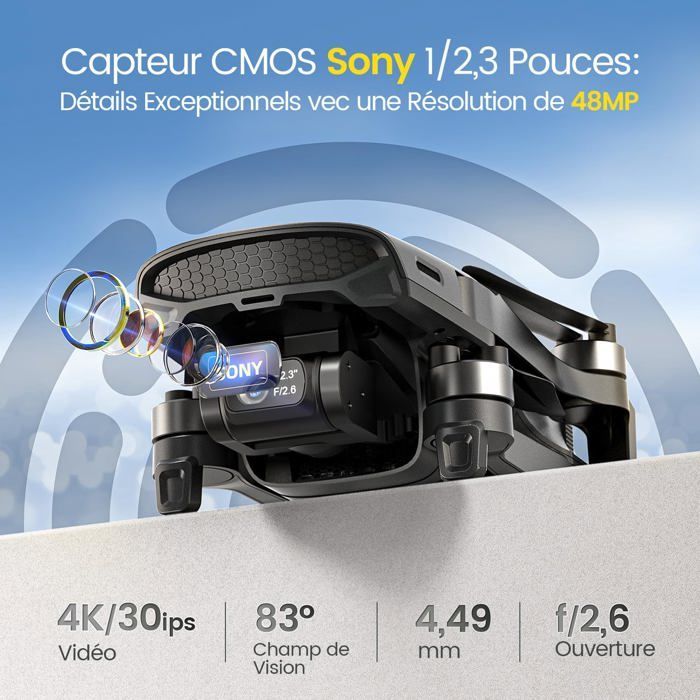 Holy Stone HS900 GPS Drone with 4K Camera, 3-Axis Gimbal, 249g Lightweight, 4K Video at 30fps, 48MP Photo, 6000 Meter Transmission Range