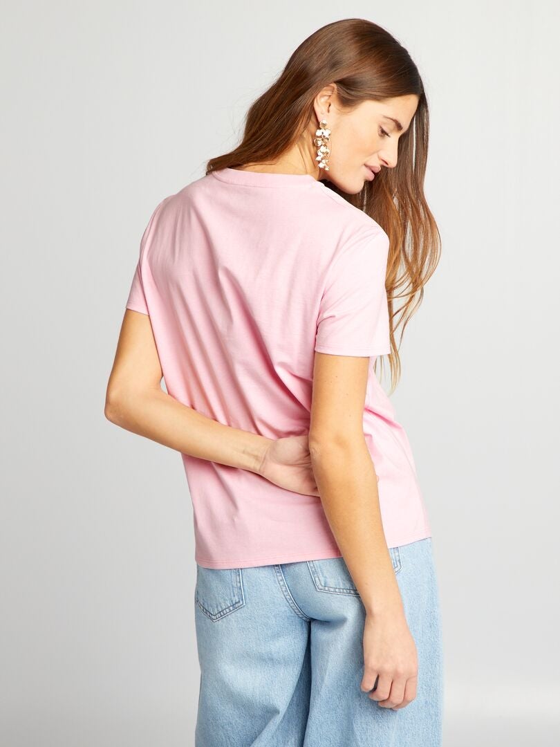 Camiseta lisa de punto - rosa pálido