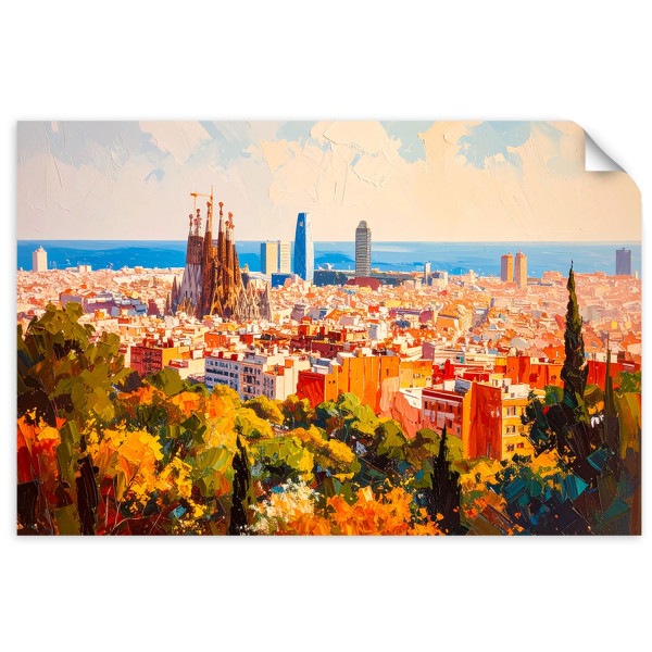 Naklejka samoprzylepna Feeby Barcelona Miasto Pejzaż 30x20