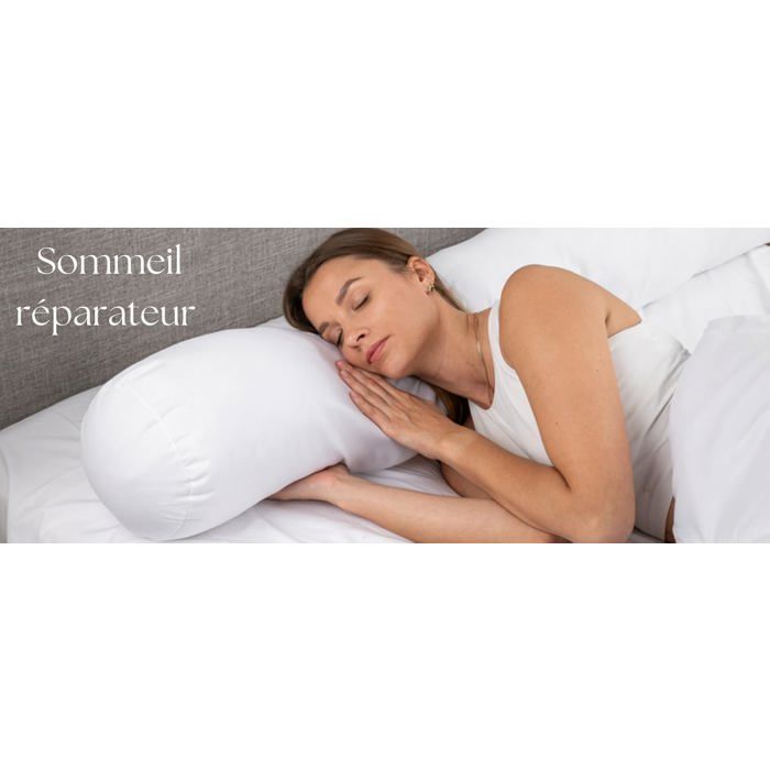 Traversin Polochon 160cm - L22G - Anti-Bactérien - Moelleux - Oeko-TEX® Standard 100 - Blanc