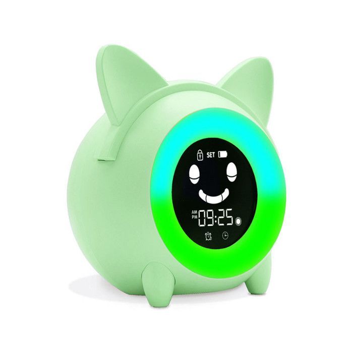 Mady educational alarm clock with facial expressions, lights, nightlight, and music