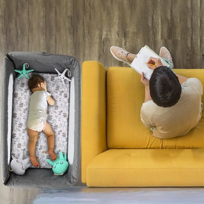Berceau multifonctionnel 92 * 58 * 70-87cm - Yagewa - Lit Cododo pour Bébé 0-3 ans - Avec Matelas Moustiquaire
