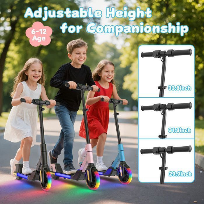 Q1 El-løbehjul til børn - 150W - 10 km/t - 9 km rækkevidde - Farverige neonlys - Sort