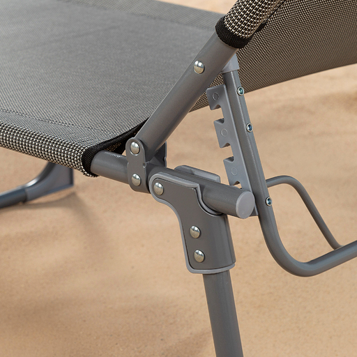 Transat de plage pliable Aktive avec parasol et coussin rembourré, gris
