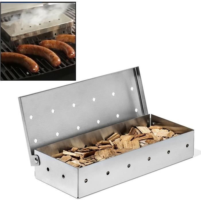 Fumoir en acier inoxydable robuste pour barbecue à gaz ou au charbon de bois[1313]
