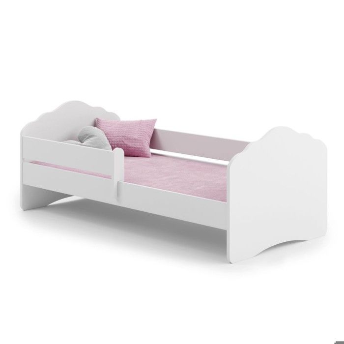 Cama infantil FALA para niña con somier de láminas y colchón - 140 x 70 cm - Blanca