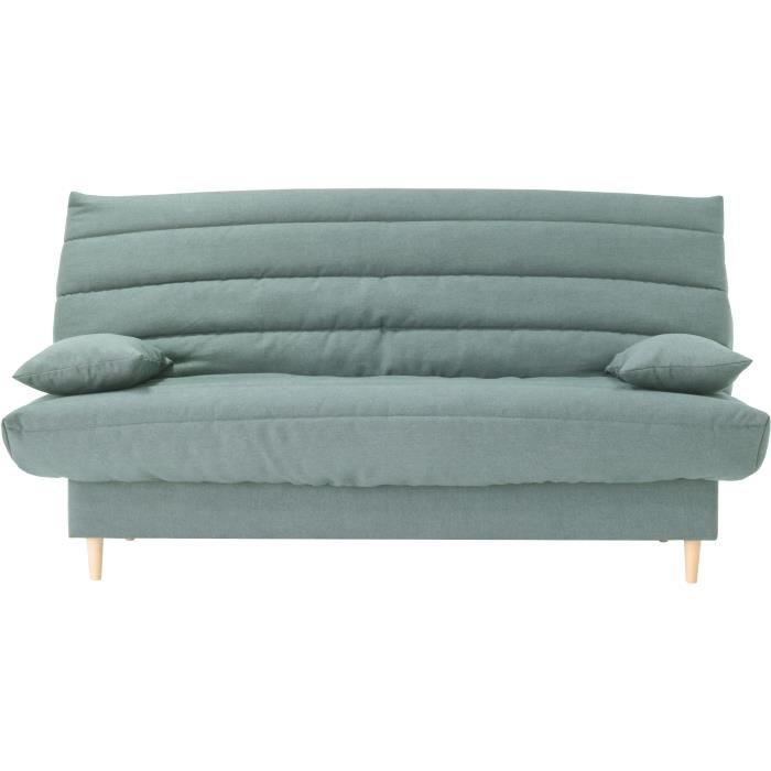 Divano letto a 3 posti - verde mandorla - Superficie letto 125x190 cm - Con cuscini
