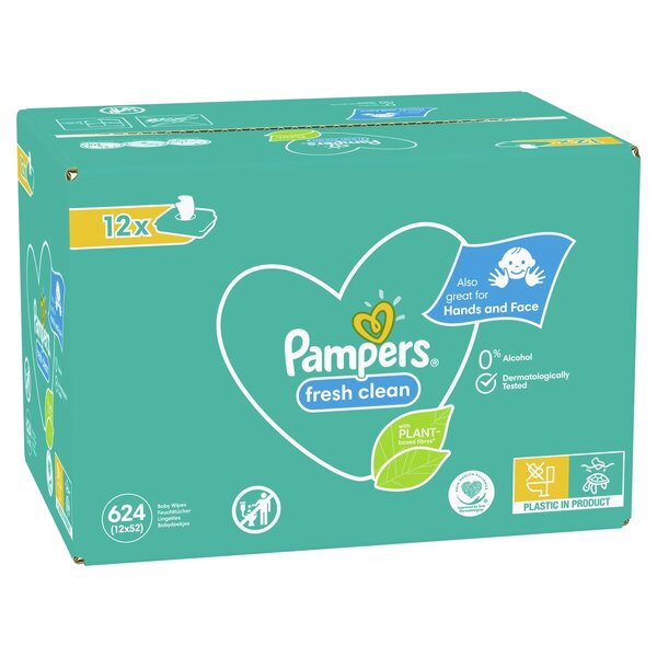 Dětské vlhčené ubrousky Pampers Fresh Clean 12 x 52 kusů