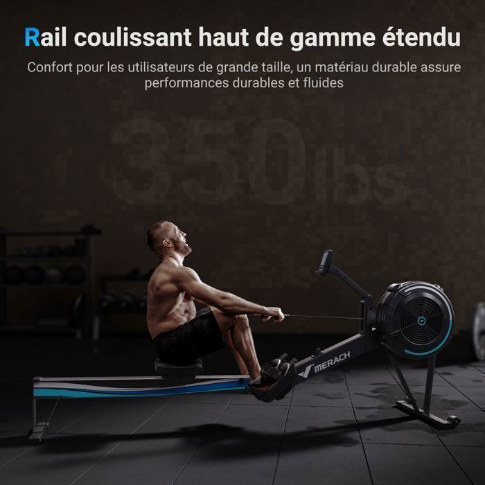 Air Rower – MERACH – 10 Resistance Levels – Regular Use – Easy to Store – Phone Holder – App Compatible
