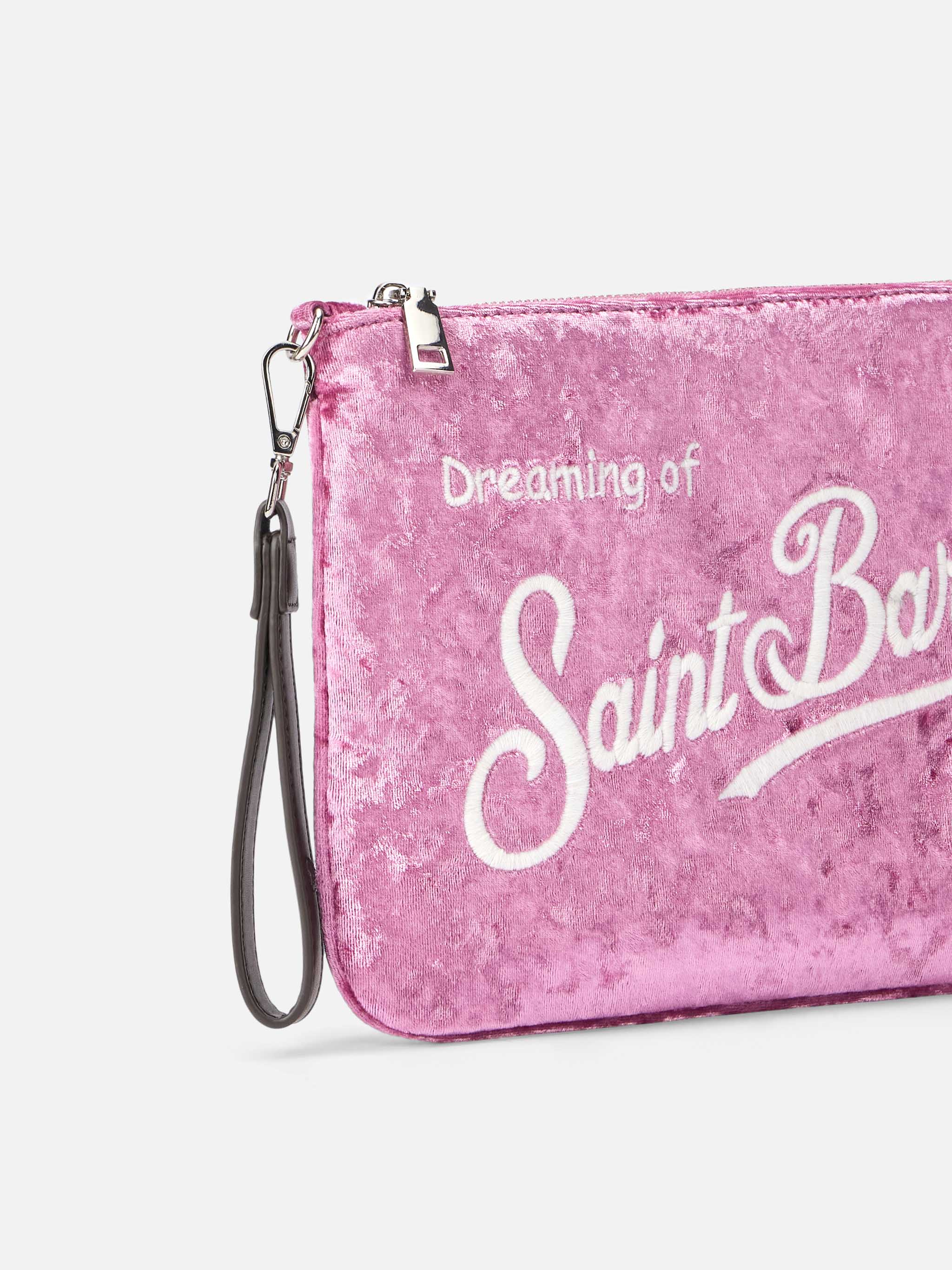 Parisienne-etui van lila chenille met ketting