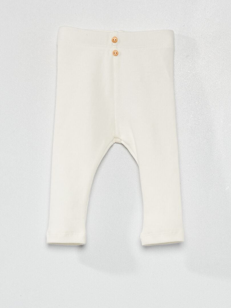 Effenkleurige ribgebreide legging - wit