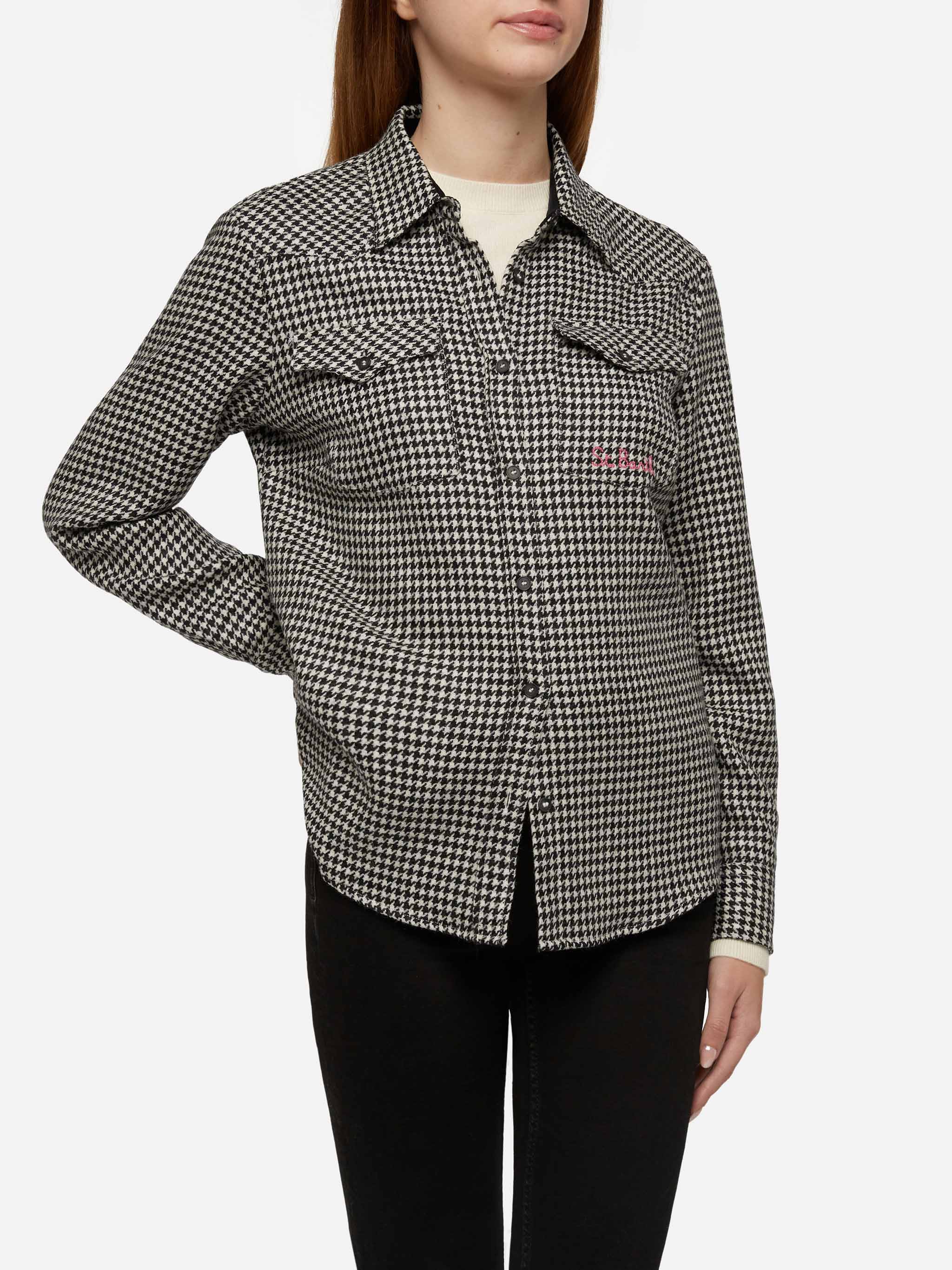 Camisa de lana de ciervo con estampado de pata de gallina