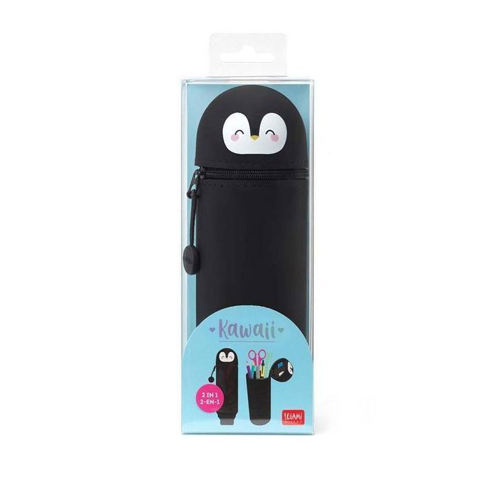 Legami – Astuccio 2 in 1 a forma di pinguino Kawaii, compatto e divertente per la scuola e l'ufficio