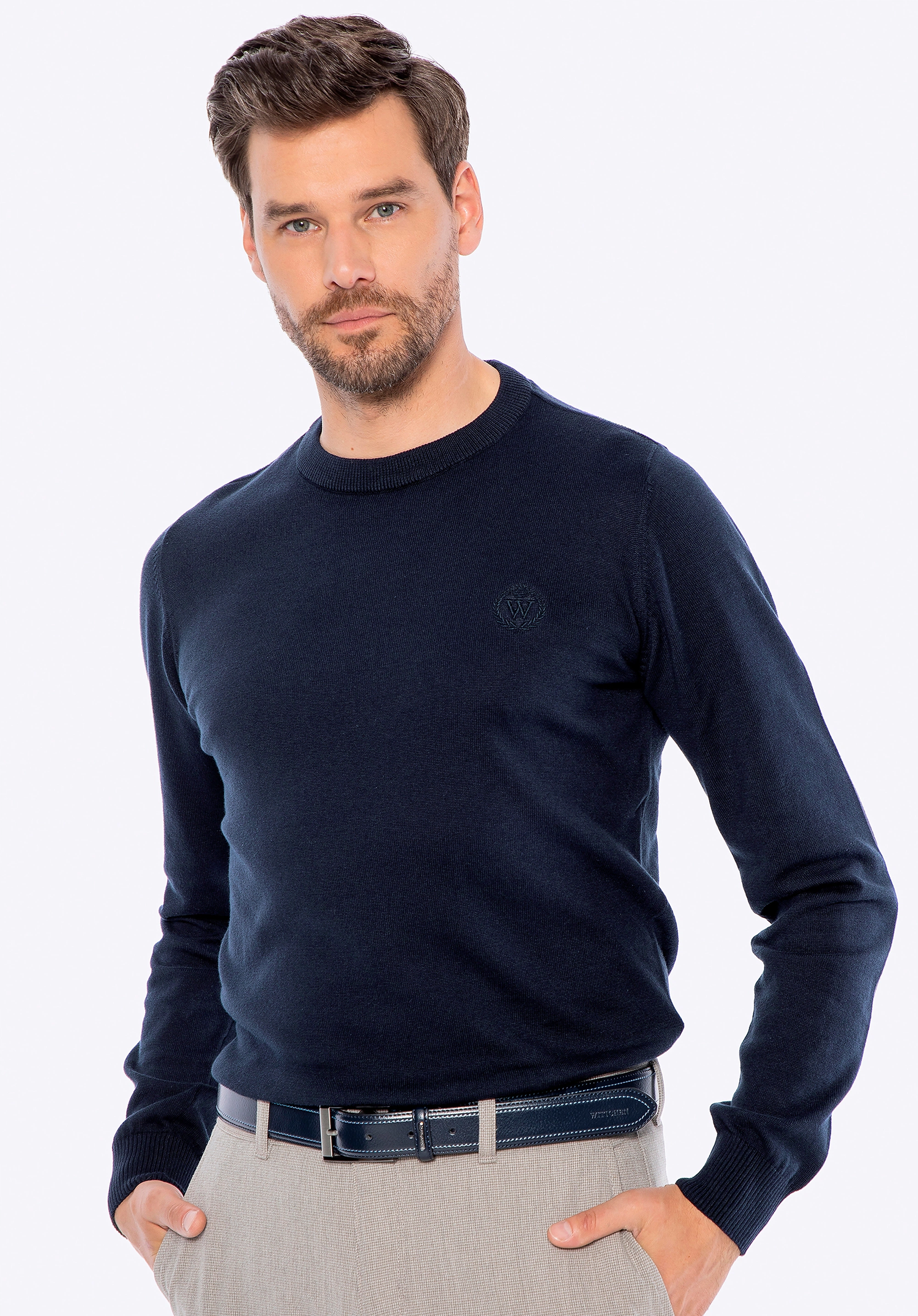 Sweter męski z bawełny granatowy