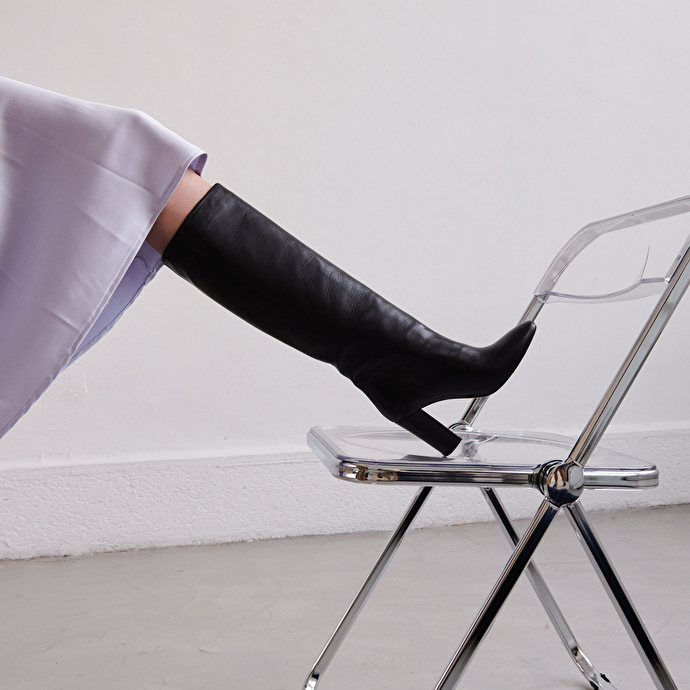 Bottes hautes  en cuir noir