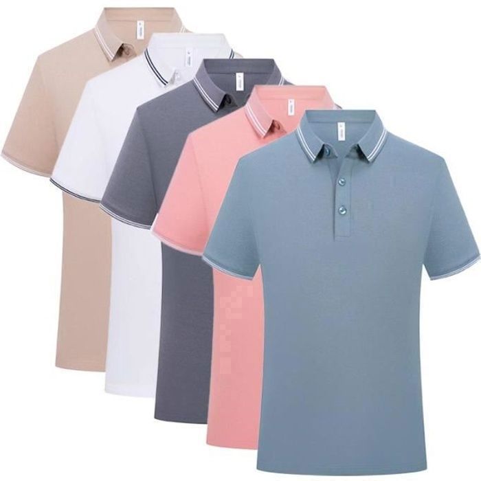 Conjunto de 5 polos de manga corta para hombre, ideales para el verano. Tejido elegante, transpirable y cómodo.