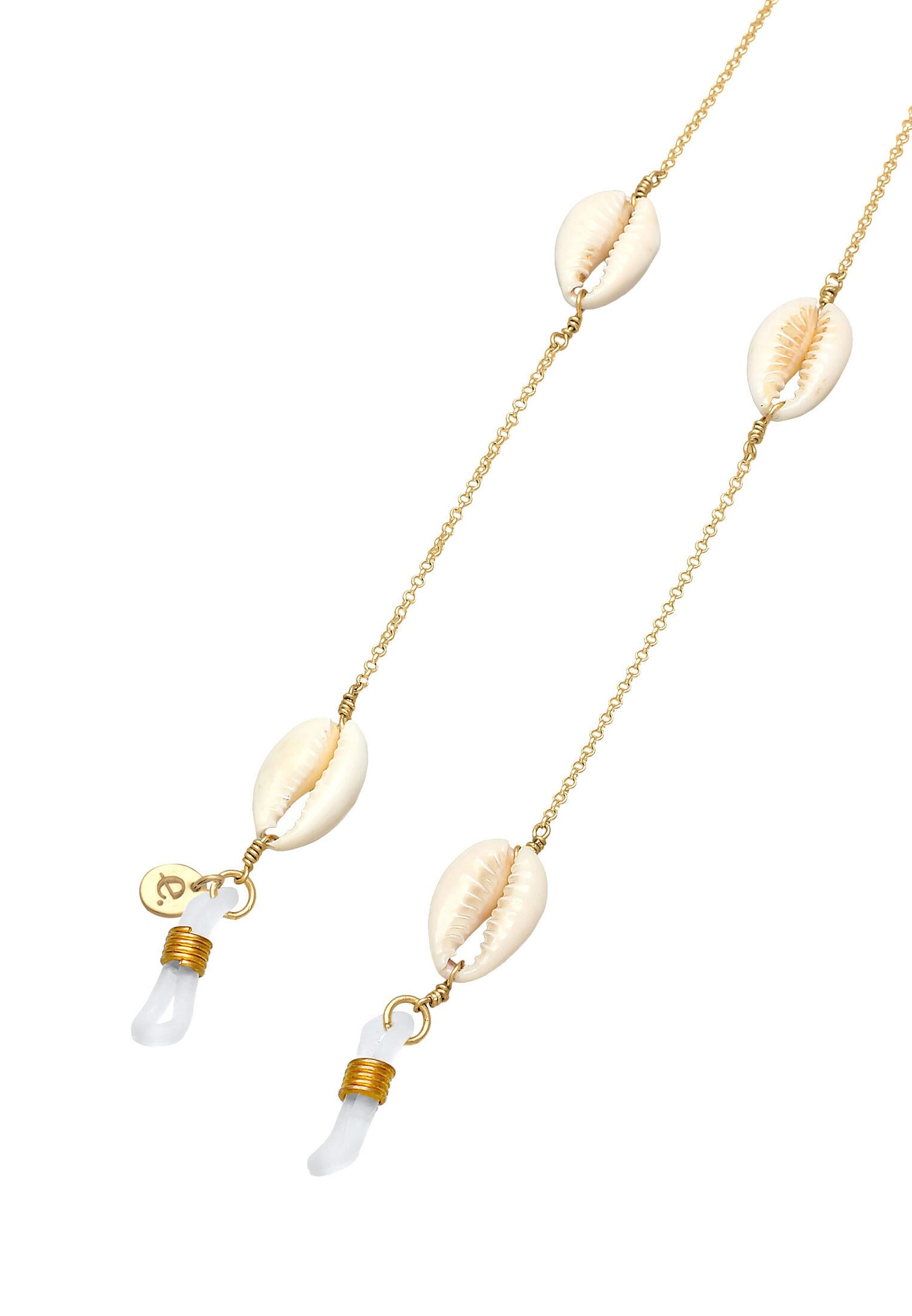 Elli Collier à lunettes pour femmes - Tendance estivale en coquille de kauri en argent sterling 925 plaqué or