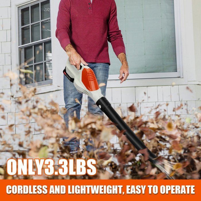 24V draadloze bladblazer - Fianao - 5 instelbare snelheden - 240 km/u - 1500 mAh - 82x20x16 cm - Wit
