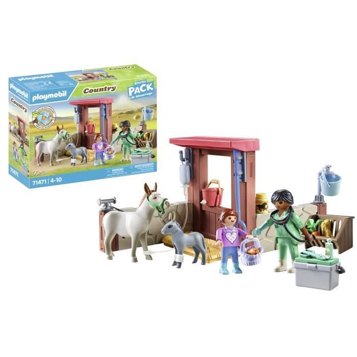 PLAYMOBIL 71471 Dierenarts met boerderijdieren, Plattelandsboerderij, 55 onderdelen, Leeftijd 4+
