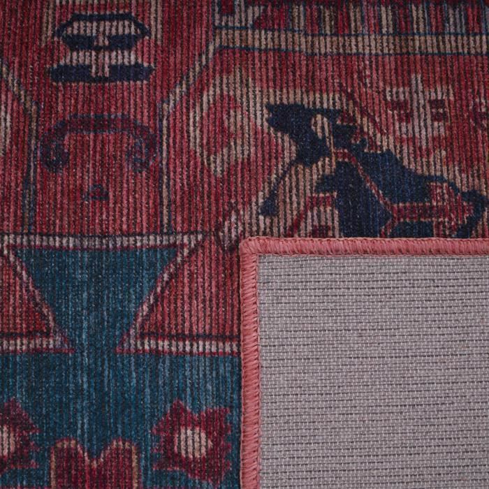 Paco Home Woonkamerkleed, kortpolig, vintage oosters patroon met afwasbare rand, roodbeige, 120 cm rond