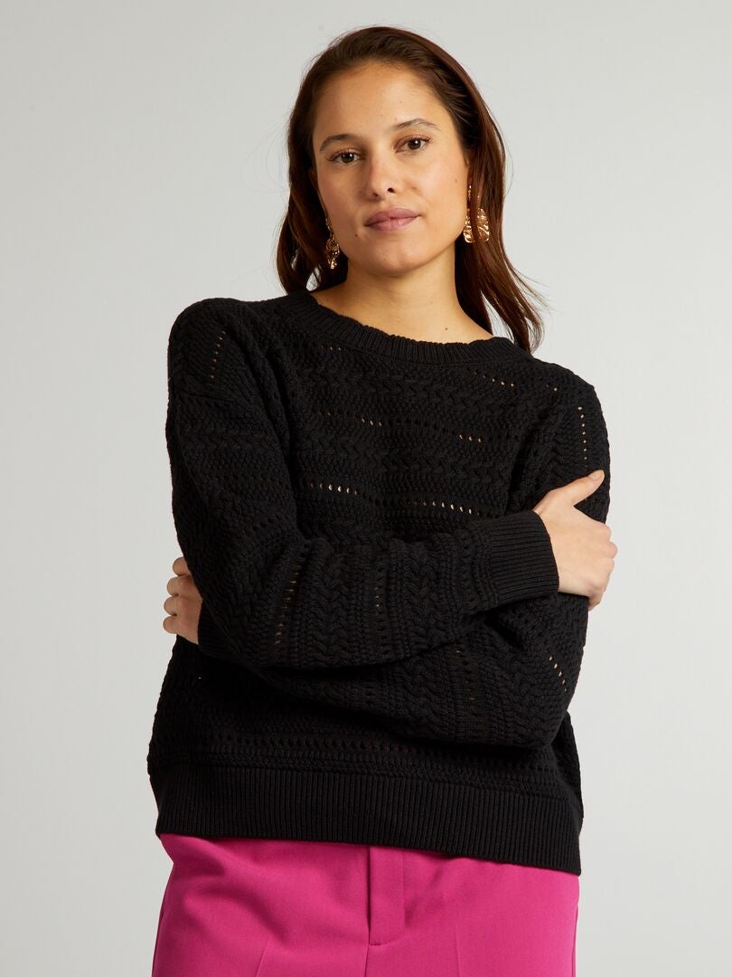 Jersey de punto calado - negro