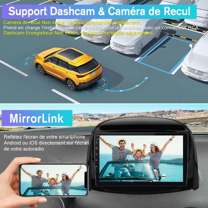 AWESAFE Autoradio Android 13 pour 208/2008 (2Go+32Go) 9'' Écran Carplay Android Auto GPS Bluetooth WiFi FM RDS SWC
