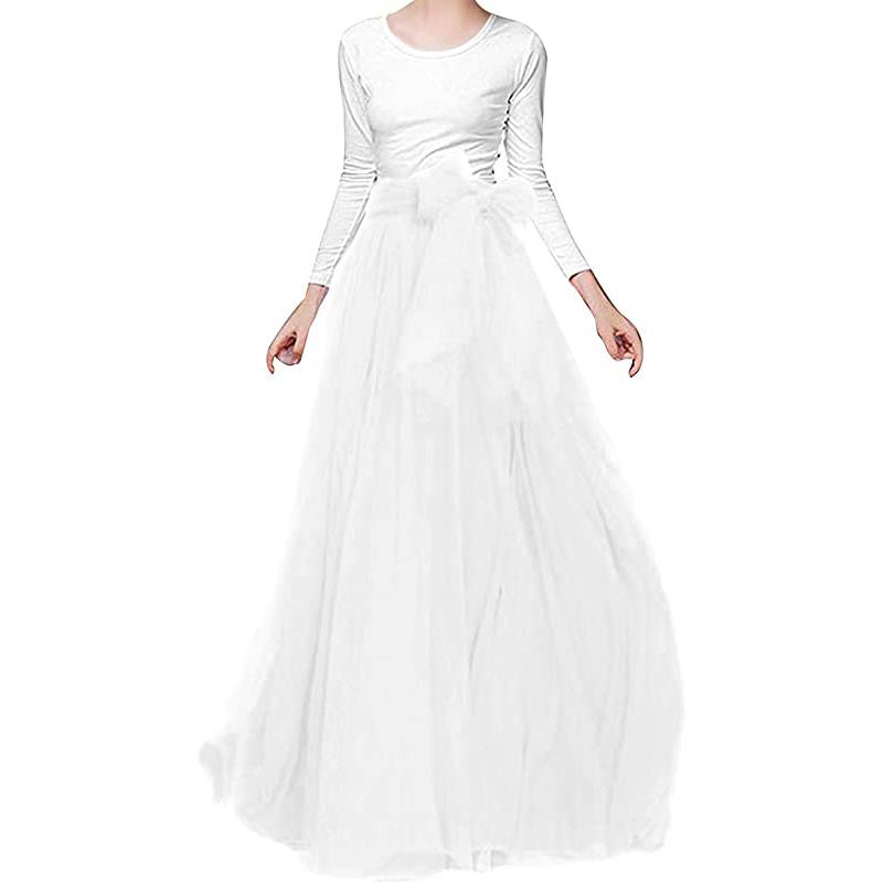 Jupe longue en tulle pour femme, jupe de demoiselle d'honneur avec ceinture, idéale pour une soirée de mariage. Jupe longue avec ceinture, parfaite pour une mariée ou une demoiselle d'honneur.