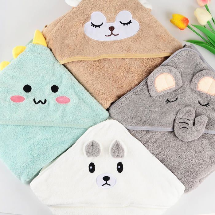 Set of 4 Baby Bath Capes with Hood, Ultra-Absorbent Towel for Infants and Children, Quick Drying