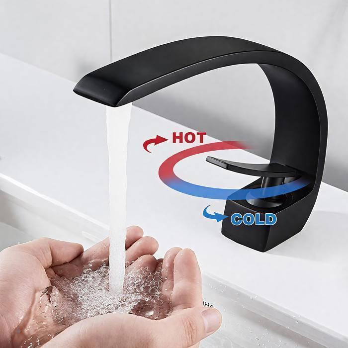 Rubinetto da bagno nero, miscelatore per lavabo in ottone, acqua calda e fredda per il bagno