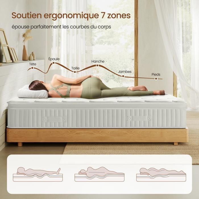 Colchón INRE de 160x200 cm - Extra grueso de 30 cm, espuma viscoelástica, reversible verano/invierno, hipoalergénico.