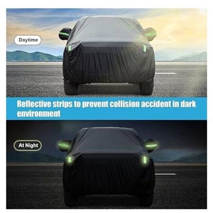 Housse de voiture imperméable pour SUV 480 x 175 x 150 cm - Housse de voiture extérieure noire - Protection contre la neige, le