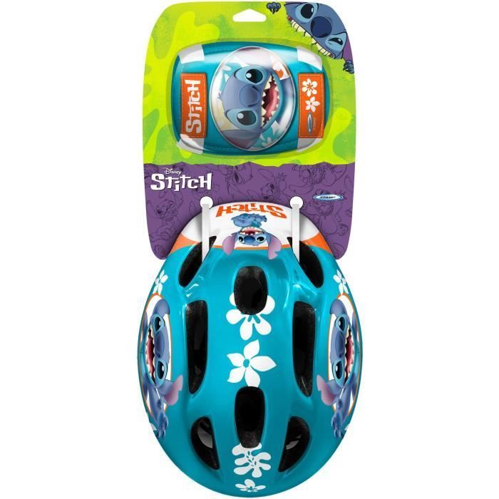 Conjunto con casco y equipo de protección que incluye coderas y rodilleras - DISNEY - STITCH