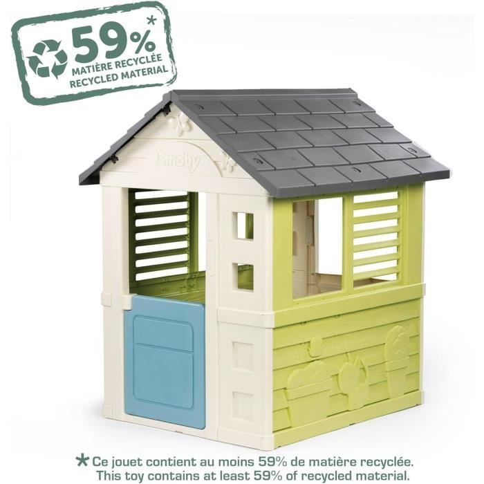 Smoby Life - Jolie Maison - Design Moderne - Portillon, Fenêtres avec Persiennes - Matière Recyclée - Dès 2 ans