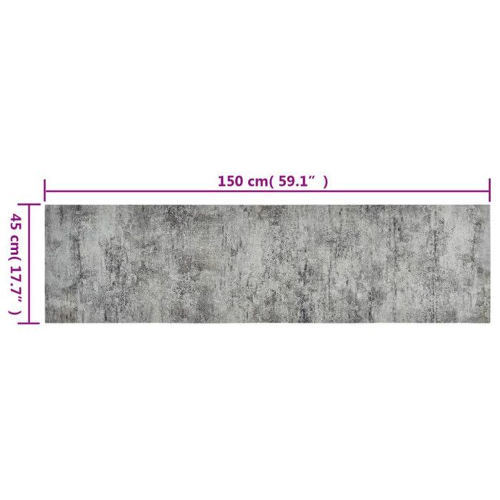 vidaXL Washable Kitchen Mat with Concrete Print, 45x150 cm, Velvet, 136570