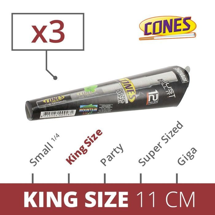 Paquete blíster de 3 papeles de liar King Size de 11 cm ya enrollados en forma de cono para JoyBox.