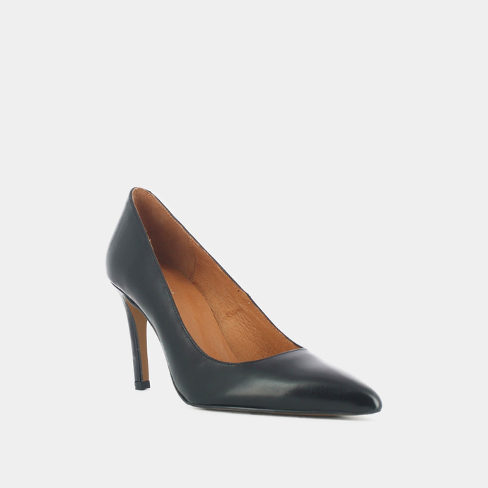 Escarpins pointus à talons  en cuir noir