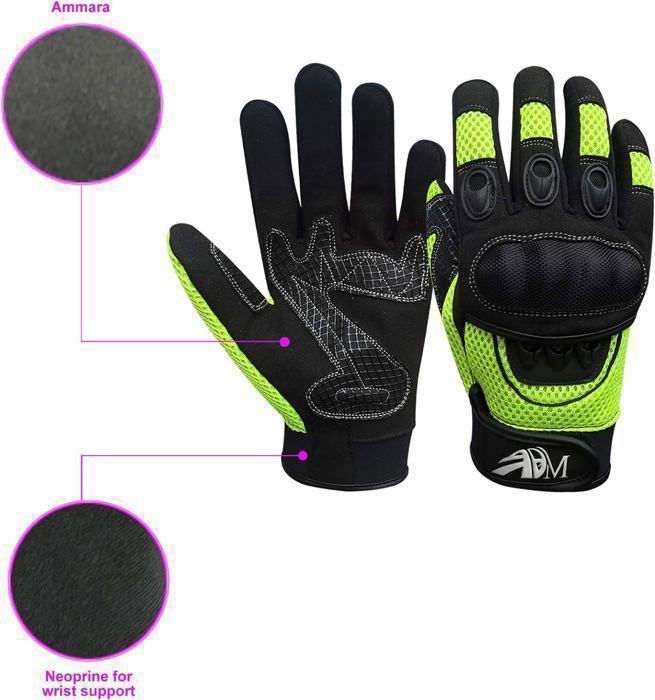 Guantes de moto ADM para hombre, homologados CE, para verano/entre estaciones, antideslizantes, transpirables, fluorescentes, tallas S, M, L, XL, XXL