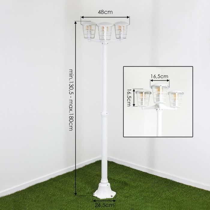 Lámpara de pie para exteriores - HOFSTEIN - Lalwori - Metal blanco - Plástico transparente - IP44