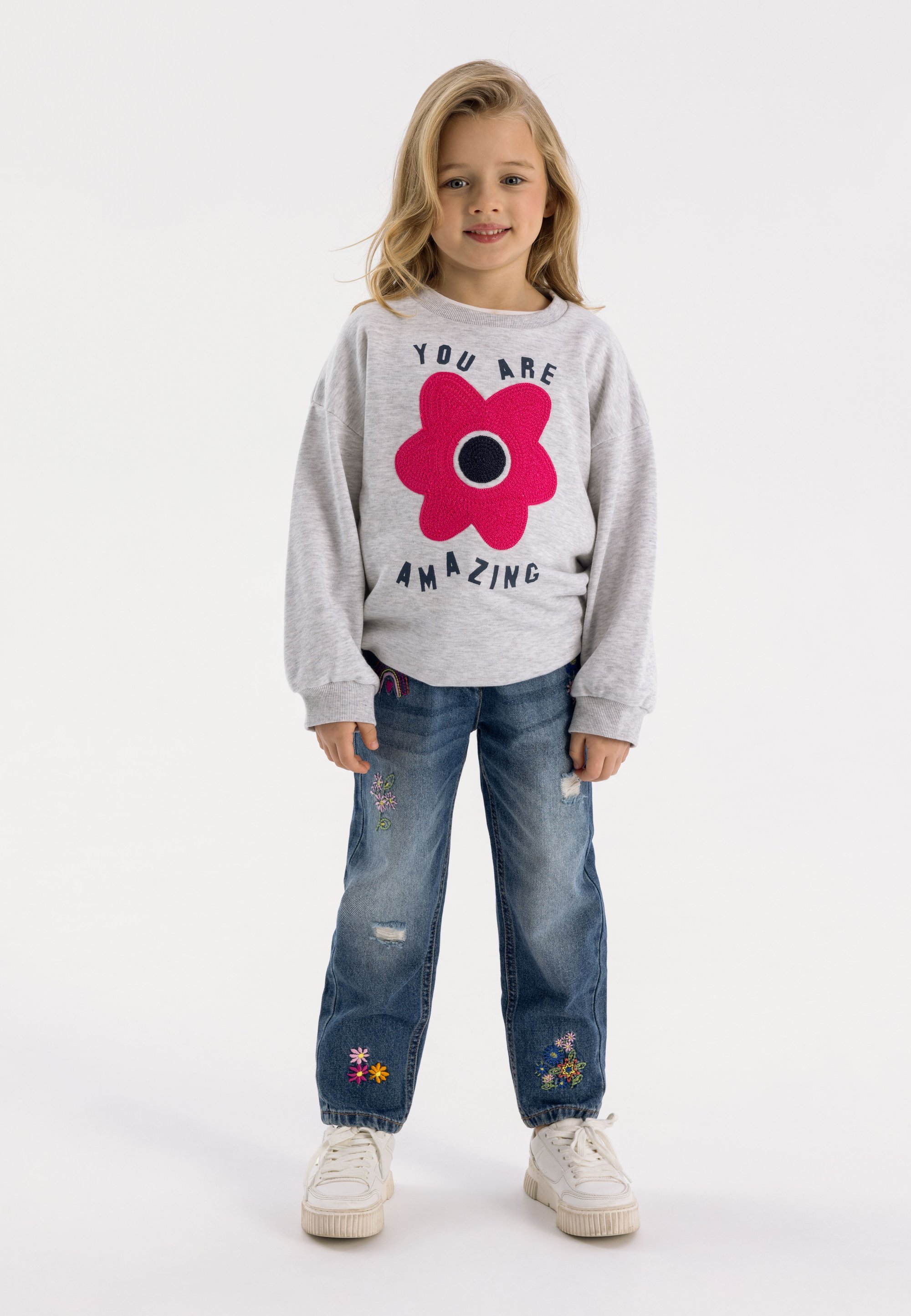 MINOTI GEBORDUURD - Rechte jeans - blauwe denim