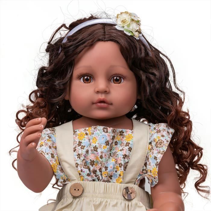 Muñecas Reborn - MUÑECA - Cuerpo completo muy suave - Piel marrón oscura - Etiqueta